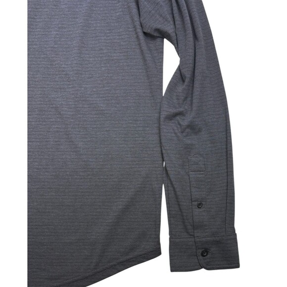 Travis Mathew Kickoff LS Golf Polo Shirt Performance Striped Charcoal Gray M - Picture 5 of 12